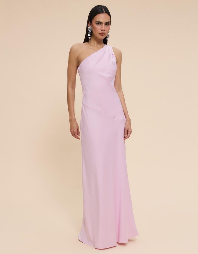 CHANCERY - Hallie Satin One Shoulder Drape Maxi Dress