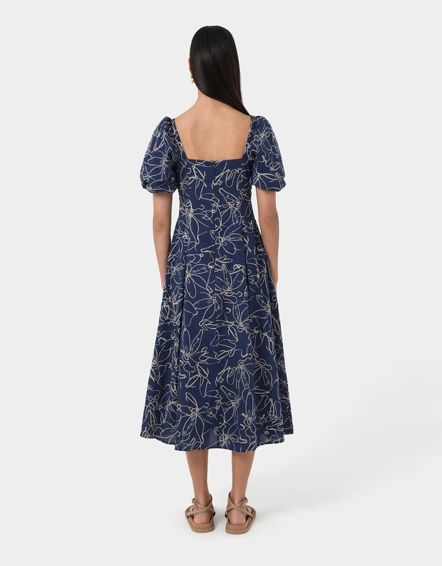 Forcast - Leen Puff Sleeve Midi Dress