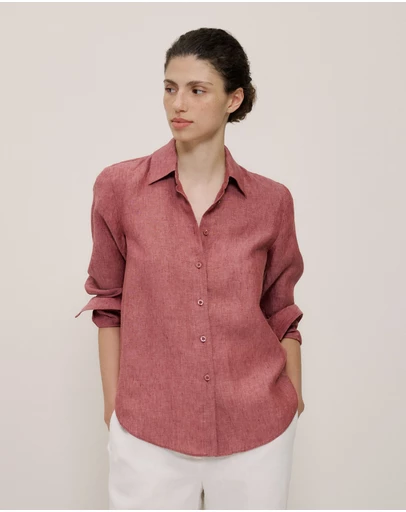 Trenery - End On End Linen Classic Shirt in Russet