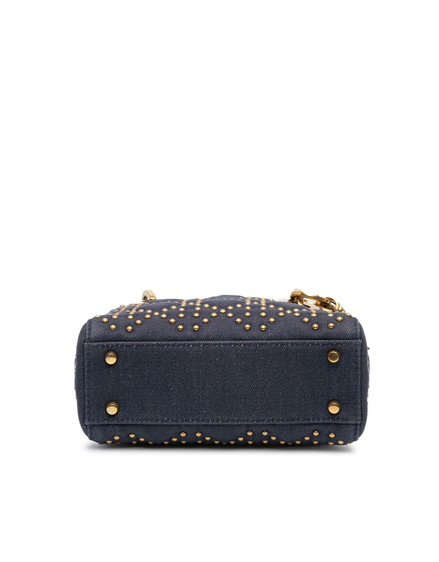 Pre-Loved by Azura Reborn - Pre-Loved Mini Denim Cannage Studded Supple Lady Dior