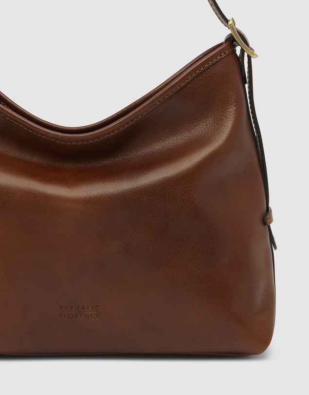 Republic of Florence - Sophia Matt Chocolate Leather Shoulder Bag