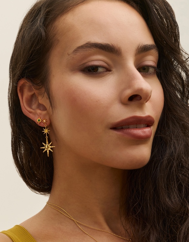 Ottoman Hands - Green Onyx Star Stud Earrings