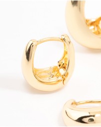 Lovisa - Gold Plated Small & Medium Oval Huggie Earrings