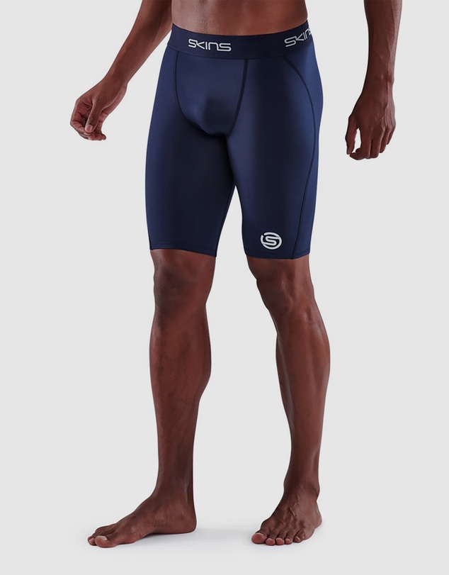SKINS - SKINS Compression Men's Series-1 Running/Gym Half Tight Navy Blue