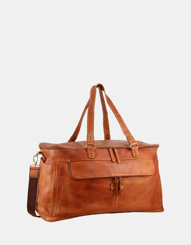 Pierre Cardin - Pierre Cardin Burnished Leather Multi-Compartment Overnight Bag
