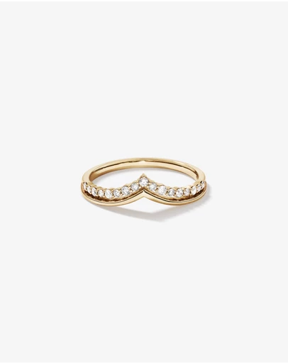 Michael Hill - 0.18 Carat TW Diamond Chevron Wedding Ring in 14kt Yellow Gold