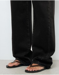 AERE - High Rise Seam Detail Wide Leg Jeans
