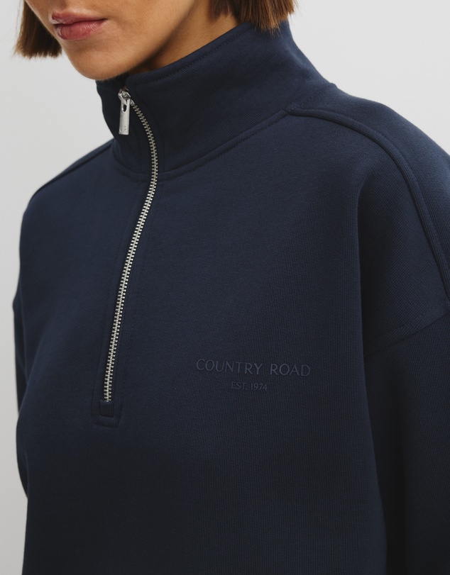 Country Road - Australian Good Earth Cotton Zip Neck Sweat