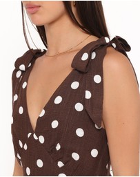 Petal & Pup - Giada Mini Dress - Brown Polka Dot