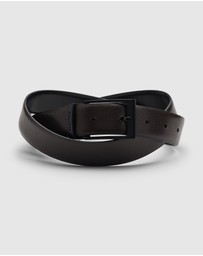 Politix - Pebble Grain Leather Dress Belt With Pin Buckle