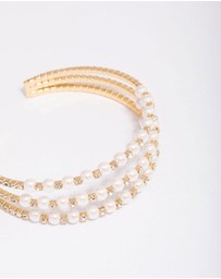 Lovisa - Gold Plated Triangular Cubic Zirconia Pearl Wrist Cuff