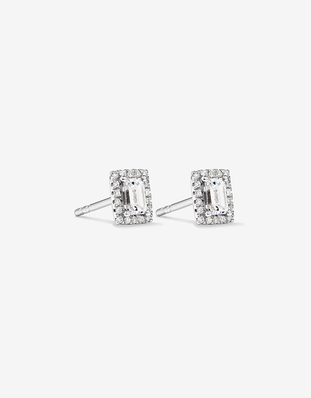 Michael Hill - 0.46 Carat TW Emerald Diamond Halo Stud Earrings in 10kt White Gold