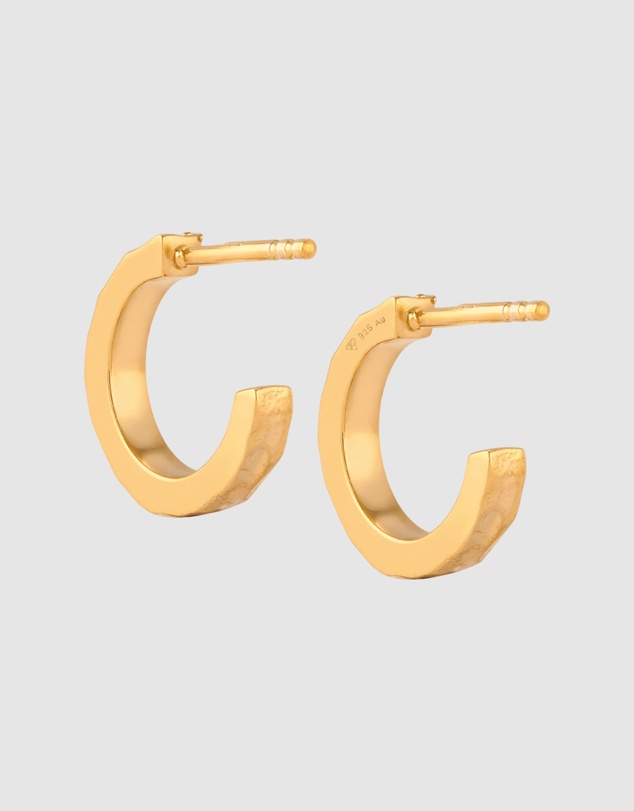 Elli Jewelry - Hammered Stud Earrings in Gold-Plated 925 Silver