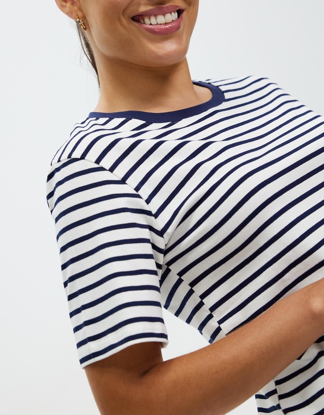 KAJA Clothing - Women's Striped Shirt Short Sleeve Tops Crewneck T-Shirt Basic Tees - Sibyl Top