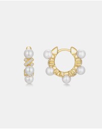 Ania Haie - Gold Sparkling Braided Shell Pearl Huggie Earrings