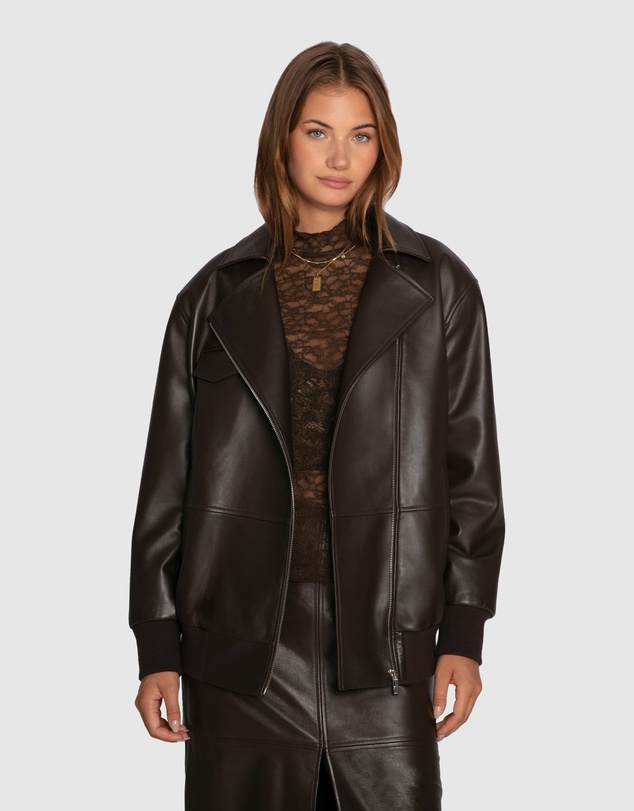 Belle & Bloom - Desert Moon Leather Bomber Jacket
