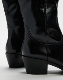 AERE - Rozalia Leather Cowboy Ankle Boots