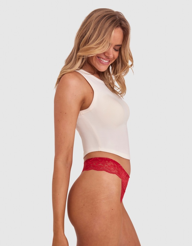 Bras N Things - Romance V String Knicker - Red