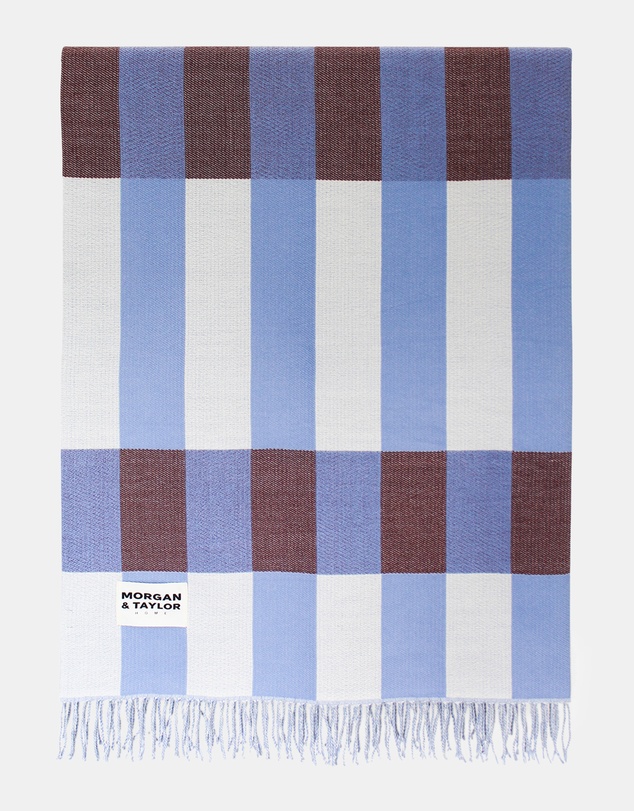 Morgan & Taylor - Aspen Throw Blanket in Blue Stripe