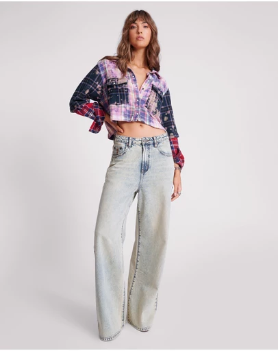 ONE TEASPOON - Blue Dust Love Machines Super Wide Leg Jeans