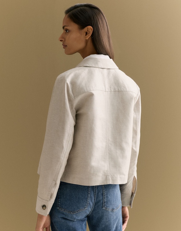 Trenery - Linen Cotton Twill Button Through Jacket in Sand