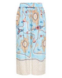 City Chic - Plus size Postcard Voyage Print Wide Leg Pant - sky blue