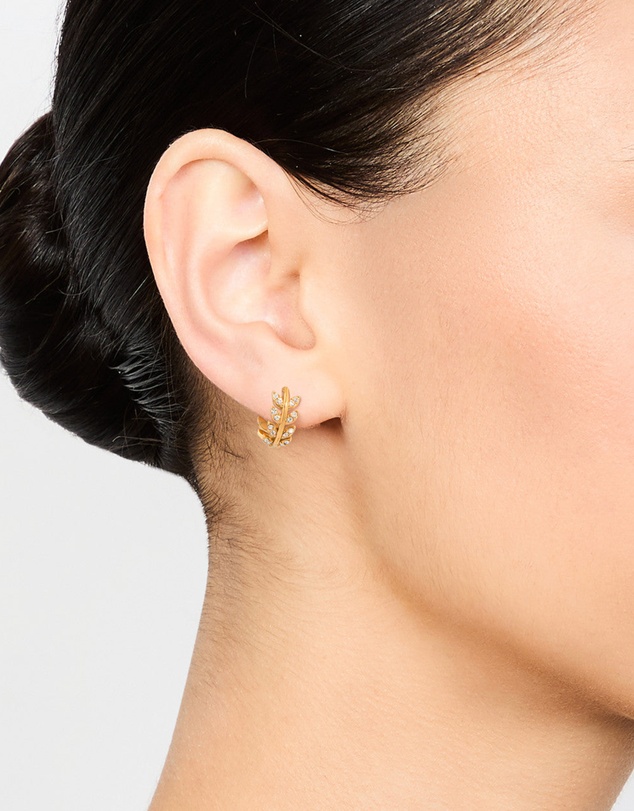 Lovisa - Gold Plated Surgical Steel Diamante Leaf Huggie Earrings