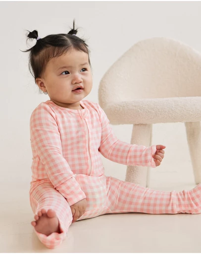 Kynd Baby - Day or Night Onesie in Petal Gingham