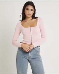 Alice In The Eve - Quinn Hook & Eye Long Sleeve Knit Top
