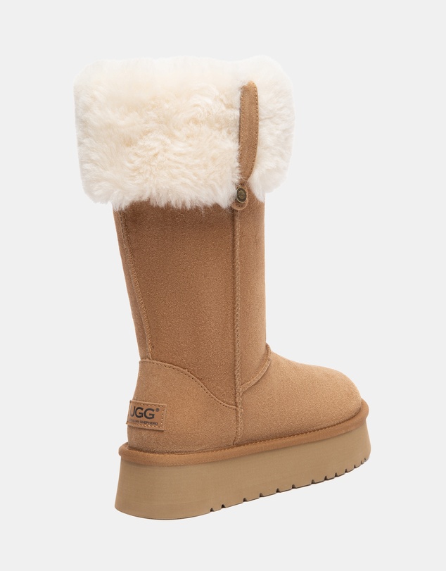 EVERAU - Australian Shepherd Ugg Tall Eleny Platform Cow Suede Upper UGG Boots