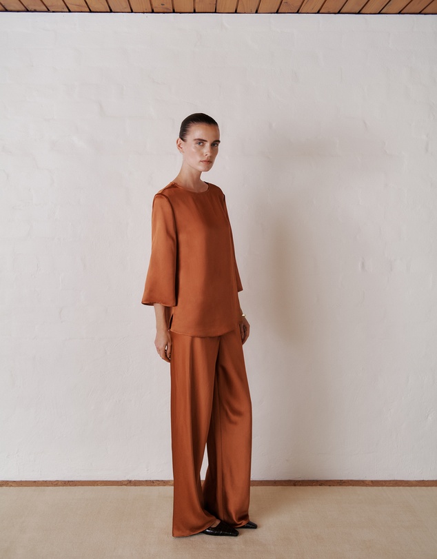 Trenery - Satin Bias Cut Pant in Sierra