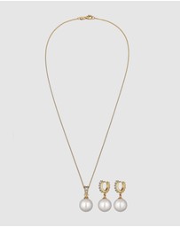 Elli Jewelry - Jewelry Set with Pearls and Crystals 925 Sterling Silver Gold-plated