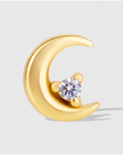 Wanderlust + Co - Crescent Diamante Gold Flat Back Earring