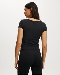 Cotton On Body Active - Ultra Soft Square Neck Fitted T-Shirt