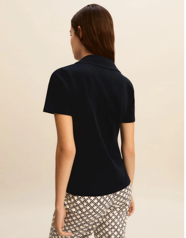 Emme - Midnight Blue Piqué Polo Top