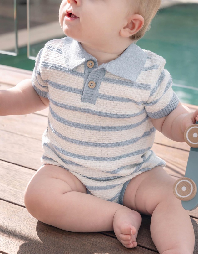 Bebe by Minihaha - Brady Organic Knitted Polo Romper - Babies
