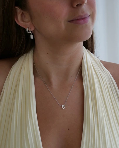 The Silver Collective - A-Z Letter Necklace Silver - B