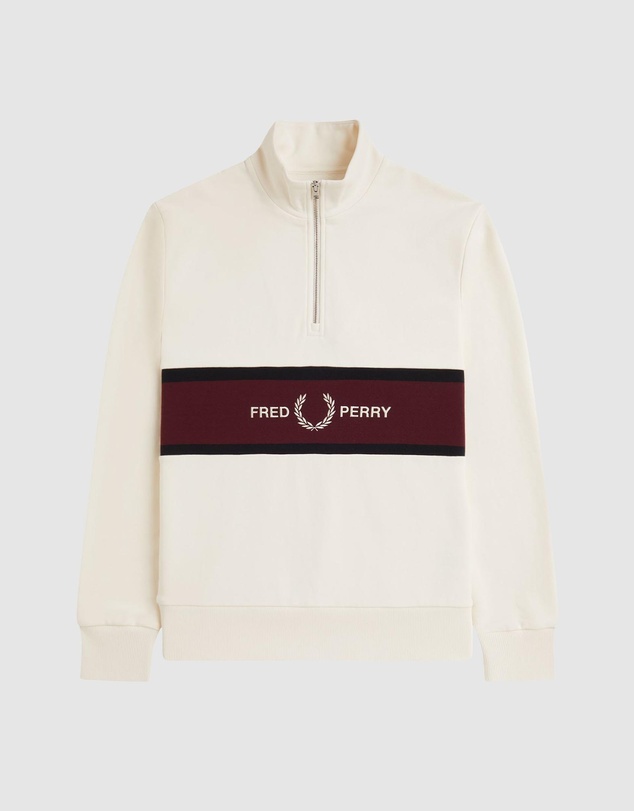 Fred Perry - Embroidered Panel Half Zip Sweatshirt