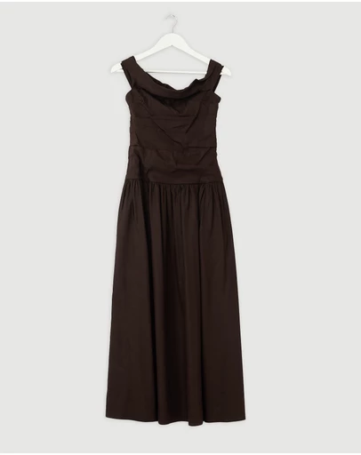 Revibe - Repaired Shona Joy Brooks Off Shoulder Maxi Dress - AU 8