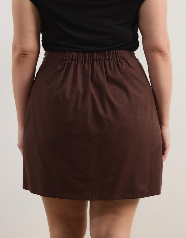 Atmos&Here Curvy - Sage Cotton Linen Blend Mini Skirt
