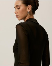 Tussah - Bonnie Ruched Waist Collar Midi Dress