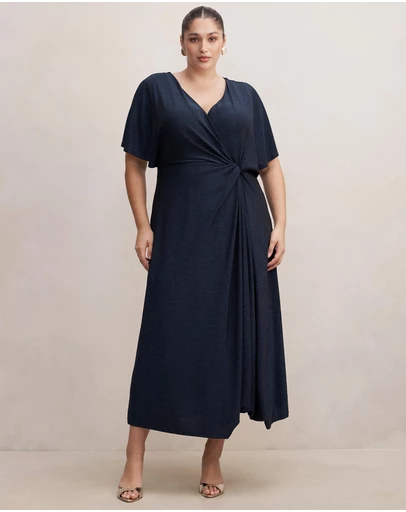 Forever New Curve - Laura Curve Draped Metallic Dress