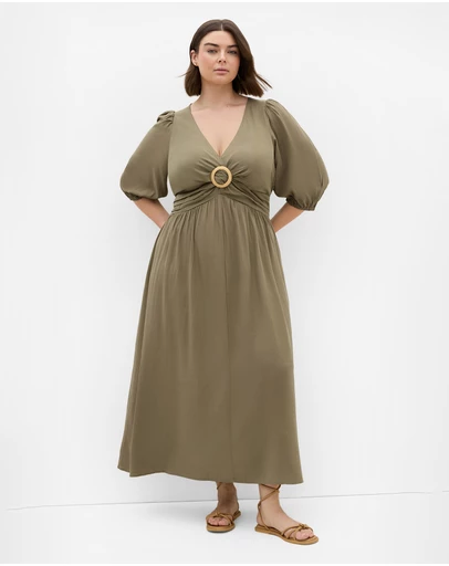 City Chic - Plus size Daydream Maxi Dress - olive