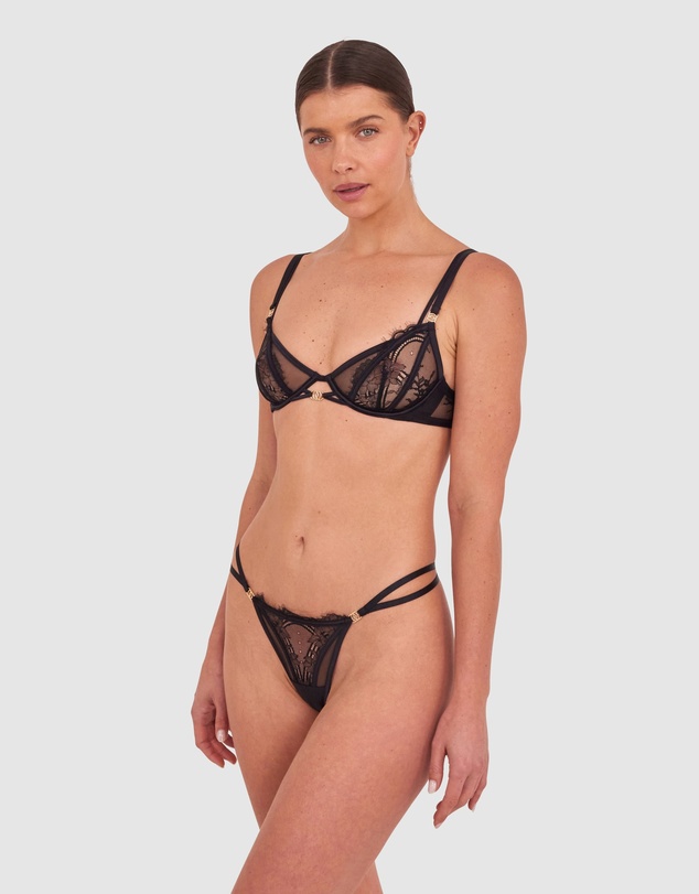 Bras N Things - Night Games Eyes On Me Unlined Bra & String Set - Black