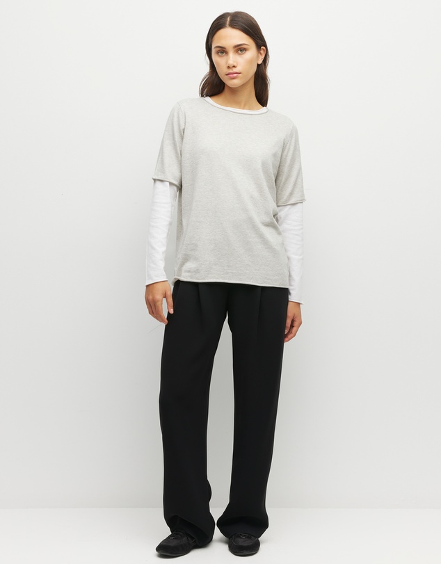 JH Lounge - JHL Crew T (Fine Cotton Cashmere) Soft Grey Marle