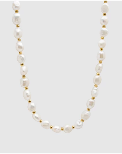 Nialaya Jewellery - Men's Beaded Choker with Baroque Pearls