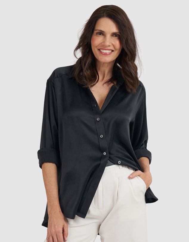CAMIXA - Soie Satin Oversized Silk Shirt