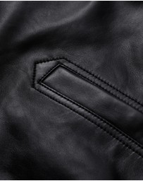 Calibre - Stand Collar Leather Bomber Jacket Black
