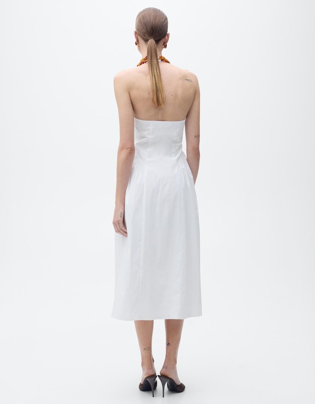 M.N.G - Valenti Halter Neck Cotton Midi-Dress