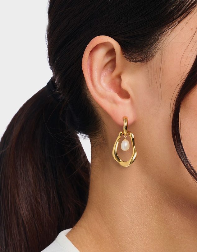 THOMAS SABO - THOMAS SABO Hoop Earrings with Freshwater Pearls In Gold